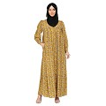 Front Open Mustard floral Print Abaya  Front Open Mustard floral Print Abaya
